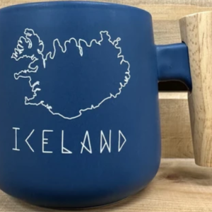 ICELAND MAP WOODEN HANDLE NAVY MUG